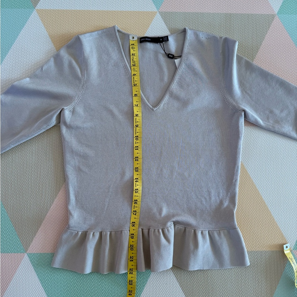 Karen Millen Taupe V-Neck Sweater Size M NWT - Picture 7 of 9